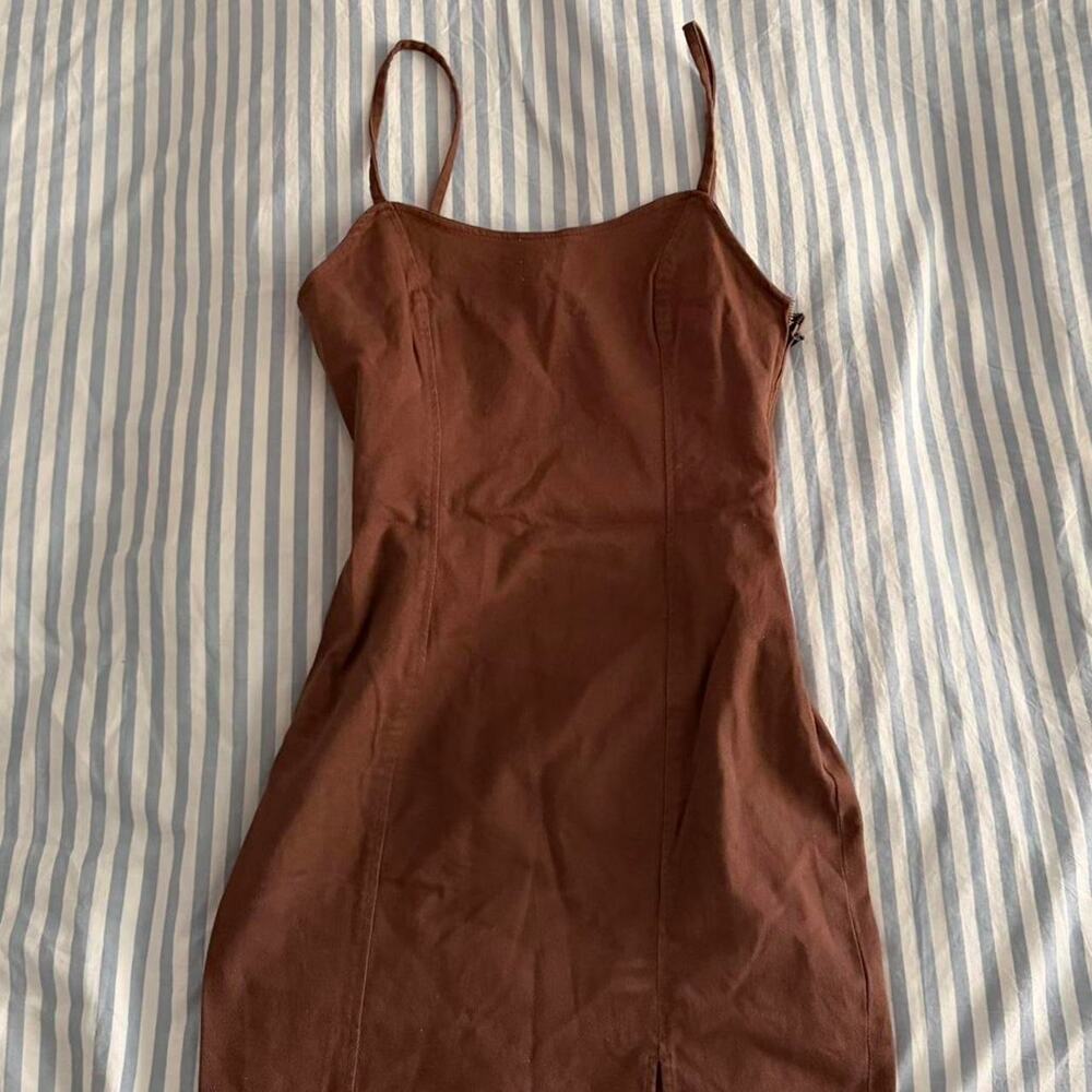 Bershka brown denim mini dress - Picture 1 of 3